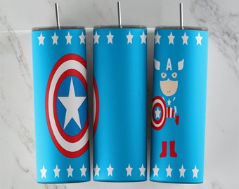 Captain America tumbler design, 20 oz skinny tumbler design, sublimation image, tumbler wrap, Captain America cup, Cap America sublimation