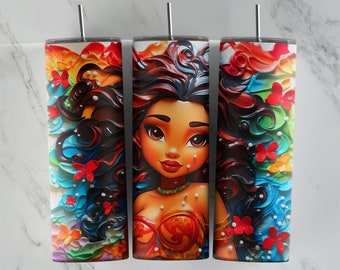 3D Inflated Moana tumbler design, 20 oz skinny tumbler design, sublimation image, tumbler wrap, Moana cup, Moana sublimation, tumbler design
