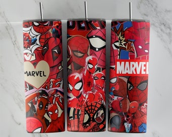 Diseño de vaso de Spiderman, diseño de vaso delgado de 20 oz, imagen de sublimación, envoltura de vaso, taza de Spiderman, sublimación de Spiderman, diseño de vaso