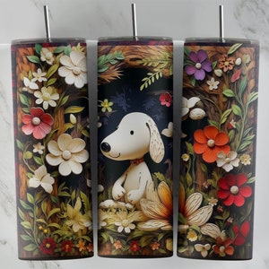 3D Inflated Cartoon Dog tumbler design, 20 oz skinny tumbler design, sublimation image, tumbler wrap, Dog cup, Dog sublimation, tumbler