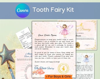 Tooth fairy letter bundle printable tooth fairy note tooth receipt editable tooth letter for boy girl tooth note first tooth certificate