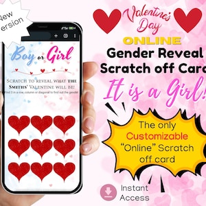 Valentines Day It is a GIRL Online Gender Reveal Scratch Off Card | Interactive Gender Announcement  | Digital Gender Reveal Game for GIRL