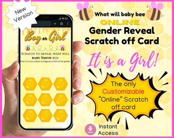 Baby Bee It is a GIRL Online Gender Reveal Scratch Off Card | Interactive Gender Announcement  | Digital Gender Reveal Game for GIRL
