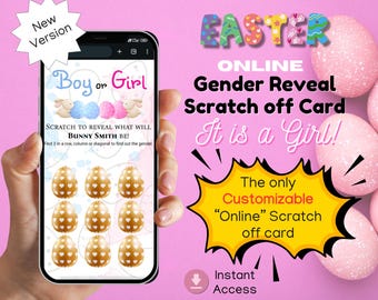 Easter It is a GIRL Online Gender Reveal Scratch Off Card | Interactive Gender Announcement  | Digital Gender Reveal Game for GIRL