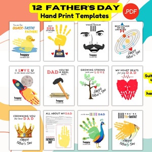 Fathers Day Handprint Craft, Fathers Day Art, Gift from Kids Daughter Son, DIY Personalized Keepsake Printable PDF