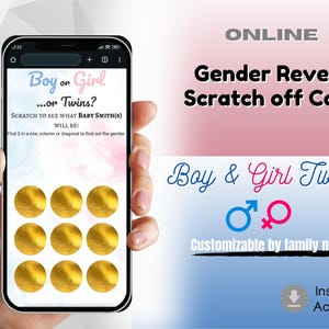 It is BOY & GIRL TWINS Online Gender Reveal Scratch off Card | Interactive Gender Announcement | Digital Gender Reveal Game for Boy and Girl