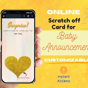 Pregnancy Announcement Online Scratch Off Card | Interactive Baby Announcement | Digital Surprise Baby Reveal Scratch Card  | Email, Text