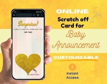 Pregnancy Announcement Online Scratch Off Card | Interactive Baby Announcement | Digital Surprise Baby Reveal Scratch Card  | Email, Text
