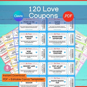 Printable love coupon for couples | date night activity | love voucher for him | gift for valentine day | gift for her | date night jar
