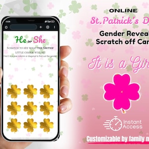 St. Patrick&#39;s Day | It is a GIRL Online Gender Reveal Scratch Off Card | Interactive Gender Announcement  | Digital Gender Reveal for GIRL