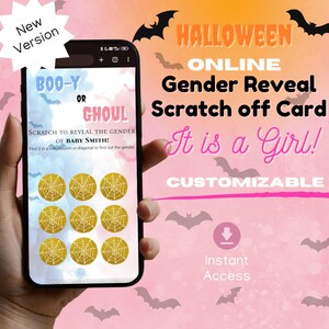Halloween It is a GIRL Online Gender Reveal Scratch Off Card | Interactive Gender Announcement  | Digital Gender Reveal Game for GIRL