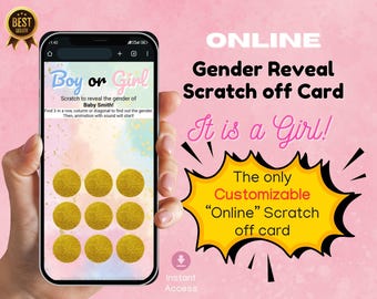 It is a GIRL Online Gender Reveal Scratch Off Card | Interactive Gender Announcement  | Digital Gender Reveal Game for GIRL