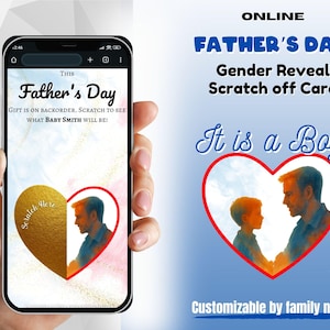 Father's Day | It is a BOY Online Gender Reveal Scratch Off Card | Interactive Gender Announcement | Digital Gender Reveal for BOY
