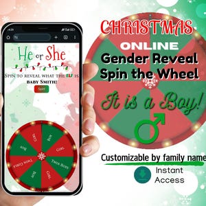 Christmas It is a BOY Online Gender Reveal Spin the Wheel | Interactive Gender Announcement  | Digital Gender Reveal Game for BOY