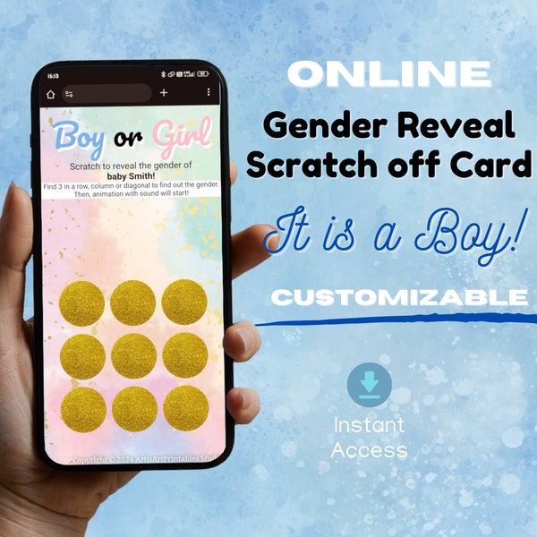 Boy Chevron Gender Reveal Scratch Off Cards - Set Of 22 For Baby Shower Game & Party - View #7
