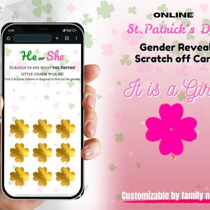 St. Patrick's Day | It is a GIRL Online Gender Reveal Scratch Off Card | Interactive Gender Announcement  | Digital Gender Reveal for GIRL