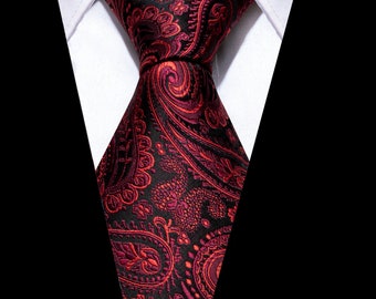 The Ultimate Tie With A Signature Pen! - Elegant, Handcrafted Ties - Perfect Gift for Men (Red Paisley)