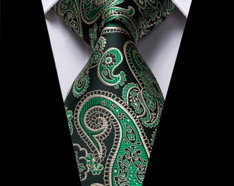 The Ultimate Tie With A Signature Pen! - Elegant, Handcrafted Ties - Perfect Gift for Men (Green Paisley)