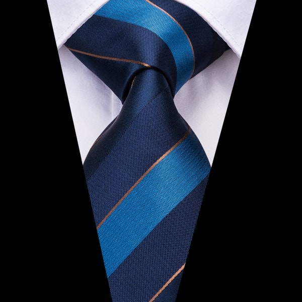 The Ultimate Tie With A Signature Pen! - Elegant, Handcrafted Ties - Perfect Gift for Men (Blue Stripes)