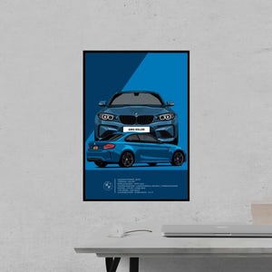 May include: A blue BMW M4 with the text "AMG Killer" on the front bumper. The car is shown against a blue background.