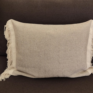 Handwoven Cotton Pillow Cover Set: Moroccan Boho Fringe Cushion
