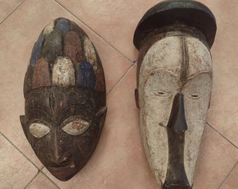 Vintage Hand-Carved African Tribal Mask – Rustic Wooden Wall Decor Ethnic Art