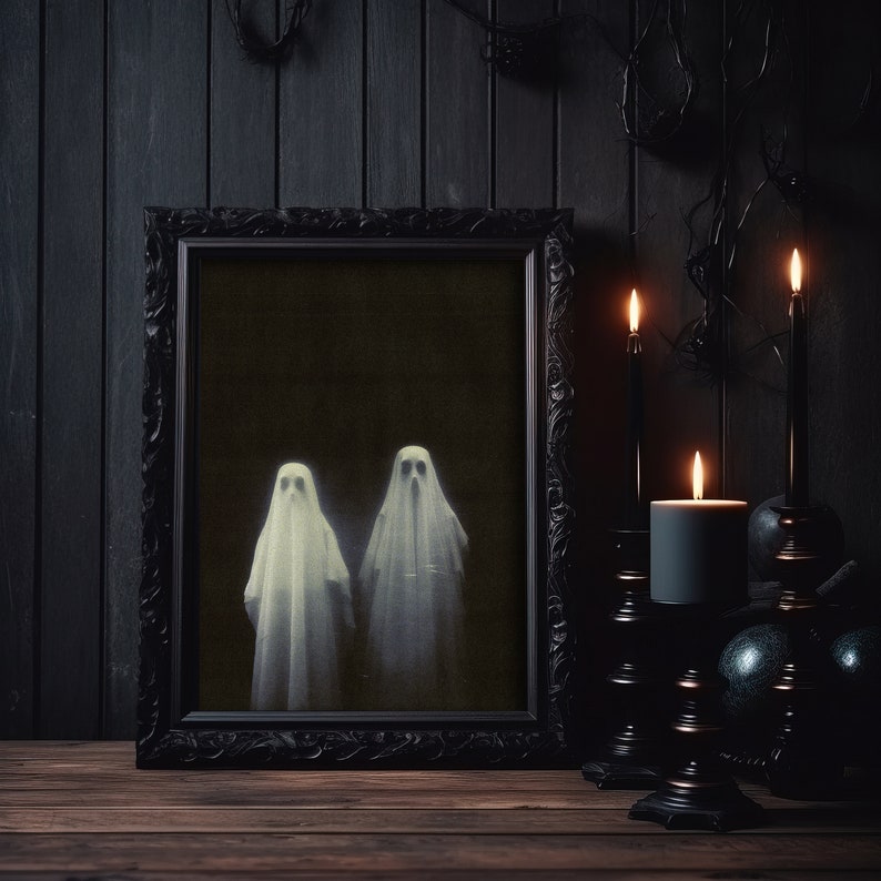 Two Ghost Shadow Two Ghosts Fine Art Print | Vintage Halloween Art | Dark Residents - Etsy