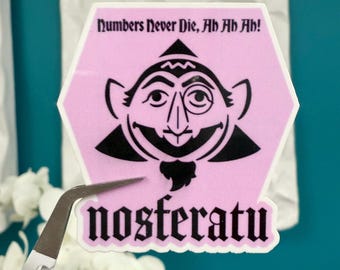 Nosferatu Vampire Sticker: Gothic Numbers Humor, Weatherproof Vinyl