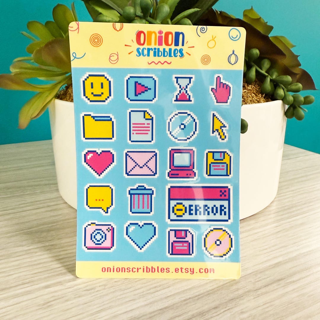 Retro Pixel Computer Icon Stickers: 8-bit Planner Stickers - Etsy