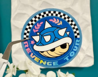 Pegatina de concha azul: Emblema del Retro Kart Racing Revenge Tour