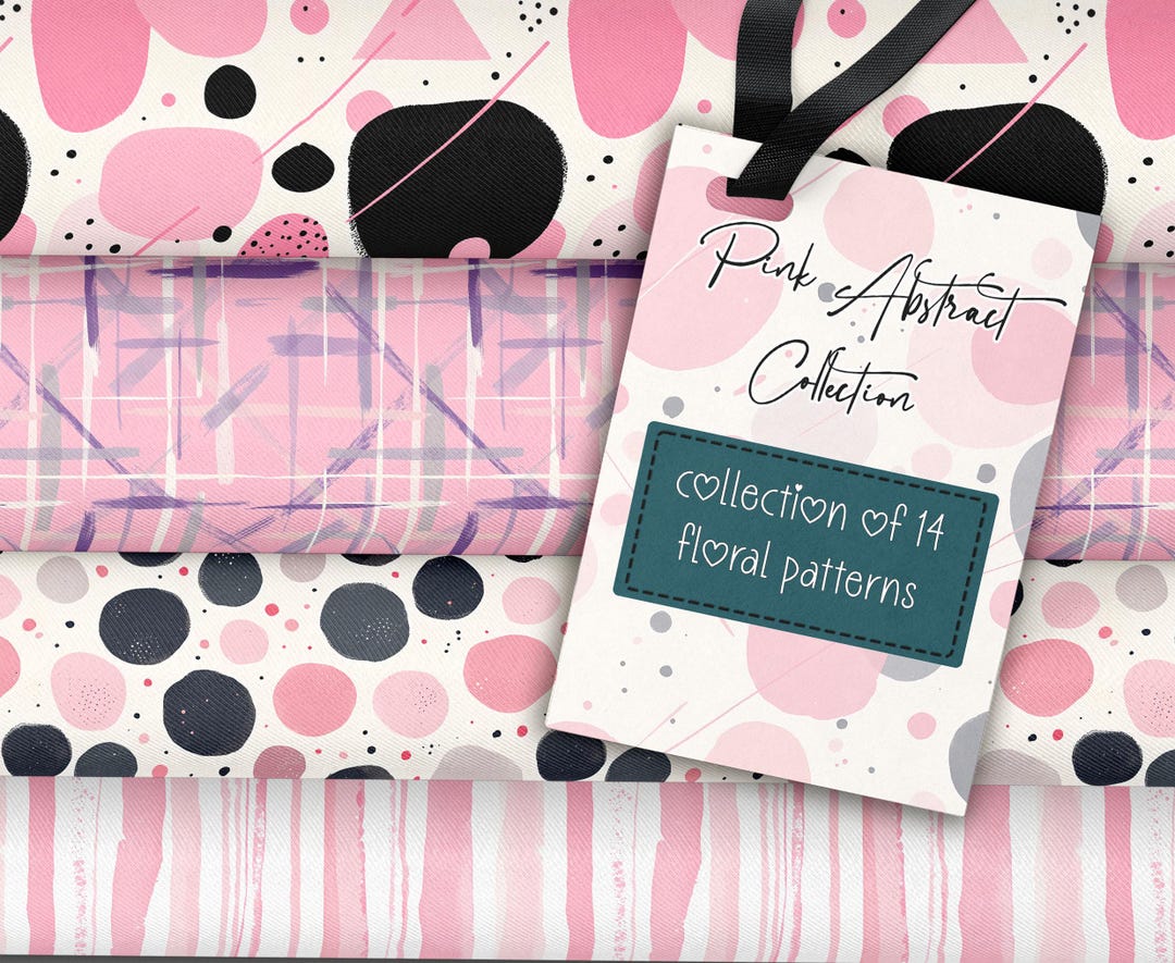 Pink Abstract Pattern Collection | Geometric Shapes Seamless Patterns ...