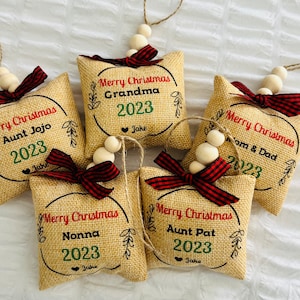 Personalisierte Sprachnachricht Verzierung, Andenken Verzierung, Weihnachtsgeschenk, Feiertagsgeschenk, benutzerdefiniertes solides Geschenk, Sackleinen, Bauernhof, Weihnachtsbaum