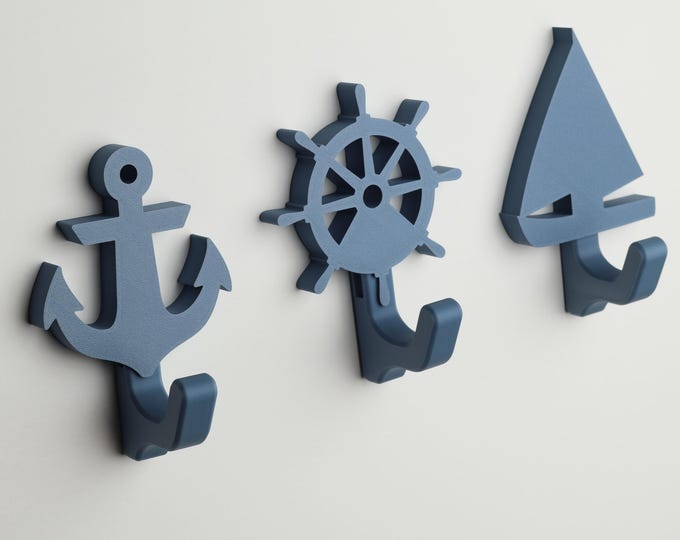 Nautical Wall Hook | anchor, sailboat, wheel, lighthouse, seashell, starfish | ocean themed room
