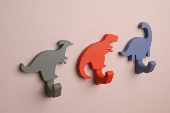Dinosaur Wall Hook for kids room | t-rex, brontosaurus, stegosaurus, triceratops, diplodocus, parasaurolophus