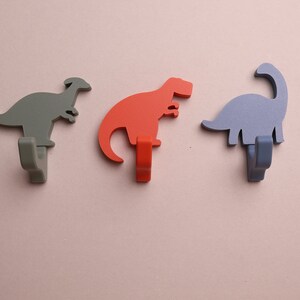 3 dinosaur wall hooks