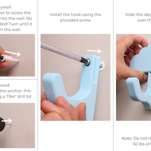 Instructions on how to install the wall hook