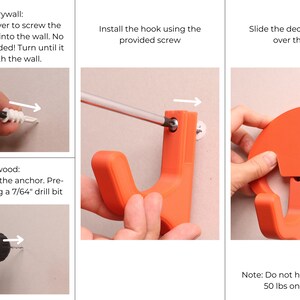 Installation instructions for the wall hook