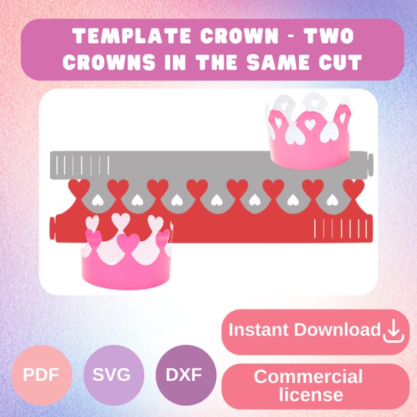 Crown templates for parties or birthdays. Different SVG, PDF, DXF formats to cut with Cricut, Shilouette, Brother