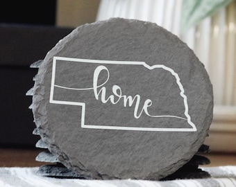 ネブラスカ州スレートコースター：レーザー刻印された「故郷」の州ギフト