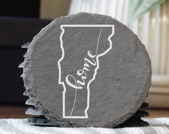Posavasos de pizarra de Vermont: decoración rústica grabada con láser para el hogar