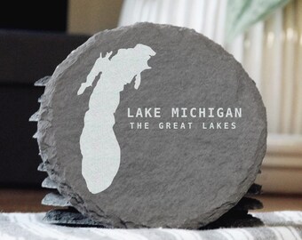 Lake Michigan Engraved Slate Coaster
