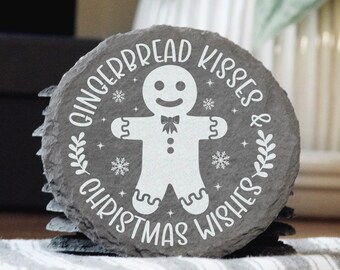 Posavasos de pizarra con besos de jengibre: decoración navideña rústica