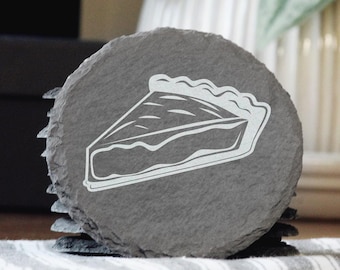Engraved Slate Pie Slice Coasters: Thanksgiving Decor
