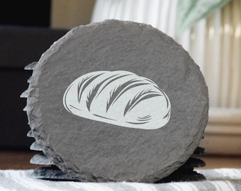 Engraved Loaf of Bread Slate Coasters: Thanksgiving Decor