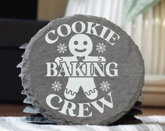 Posavasos de pizarra de Cookie Baking Crew: decoración navideña para la cocina