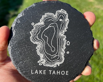 Laser Engraved Lake Tahoe Slate Coaster