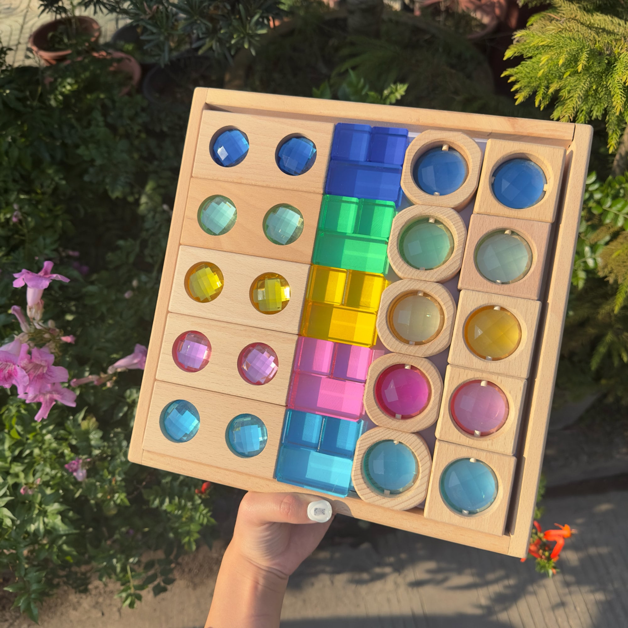 Rainbow Crystal Acrylic Strip Blocks Rectangle Stacking Gem Blocks for Kids  16 Colors Gem Cubes Educational Sensory Light Learning Toys(16PCS Strip