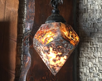 Antique Looking Natural Agate Crystal Stone Lamp