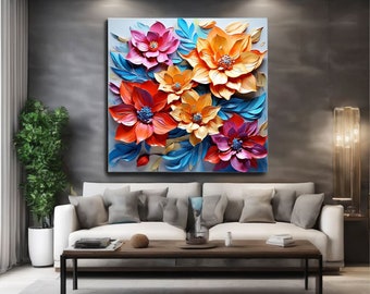 Harmony in Bloom: Handcrafted Oil Painting for Bathroom, Living Room, and Bedroom Decor