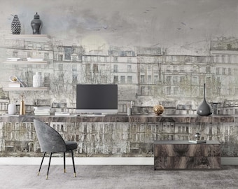 Ancient City Wallpaper, Peel and Stick City Art Wall Mural, Self Adhesive Removable Wallpaper